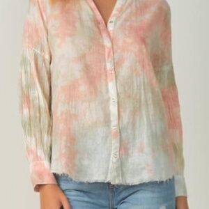 Elan Rose Tie-Dye Button Down